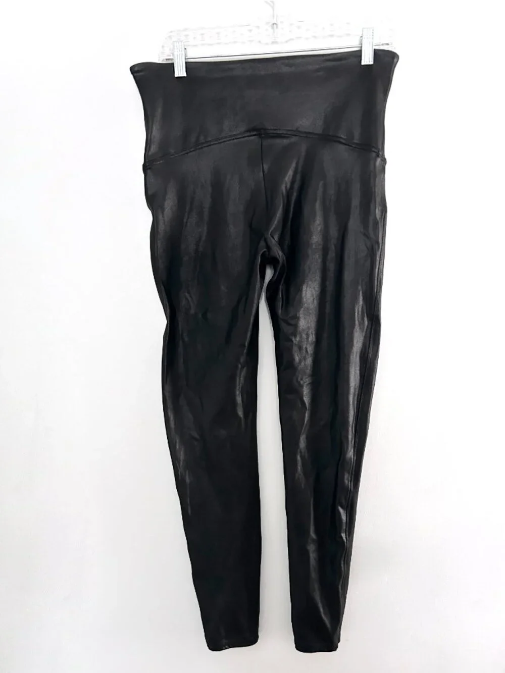 Spanx Women’s Black Faux Leather Pull On High Rise Shaping Leggings - 1X